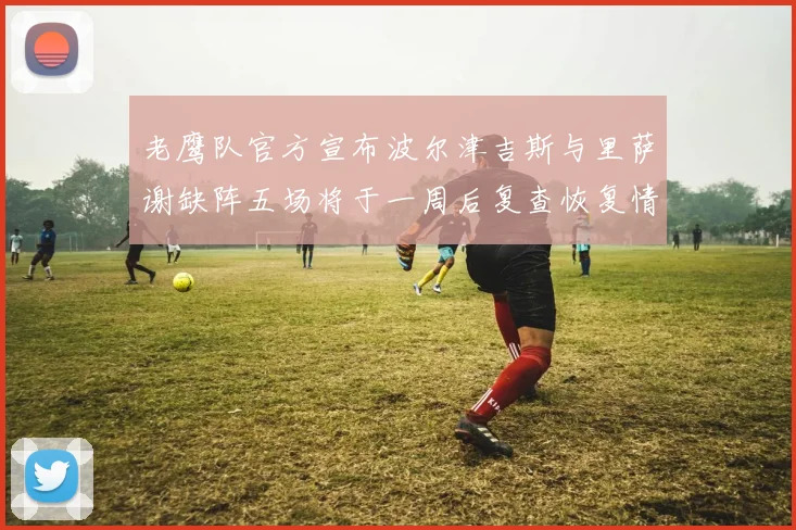 老鹰队官方宣布波尔津吉斯与里萨谢缺阵五场将于一周后复查恢复情况